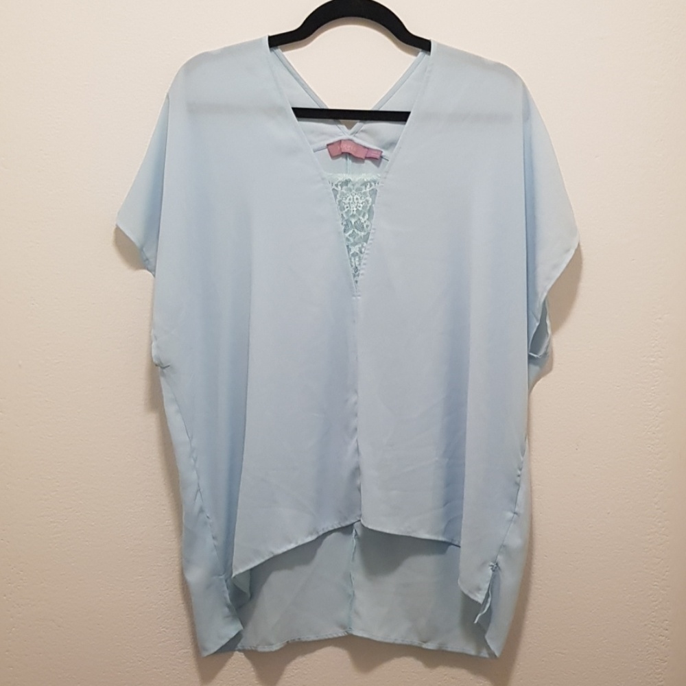 NWOT Harper Light Blue High-Low Blouse